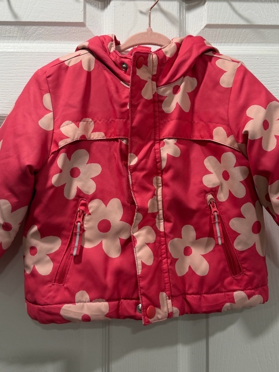 Cat & Jack Other - Girls' Floral Hooded Winter Jacket - Pink 18M